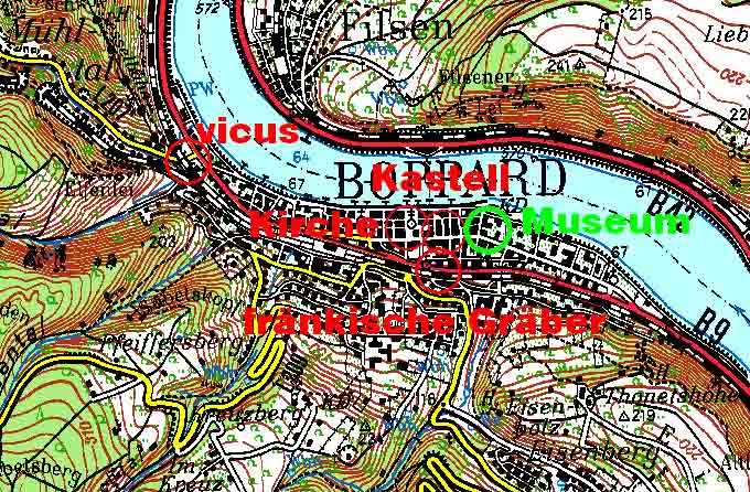 Karte Boppard archäologische Fundstellen