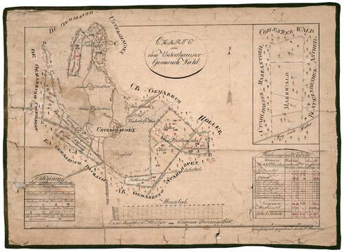 Karte Untershaeuser Gemeinde- und Markwald 1835