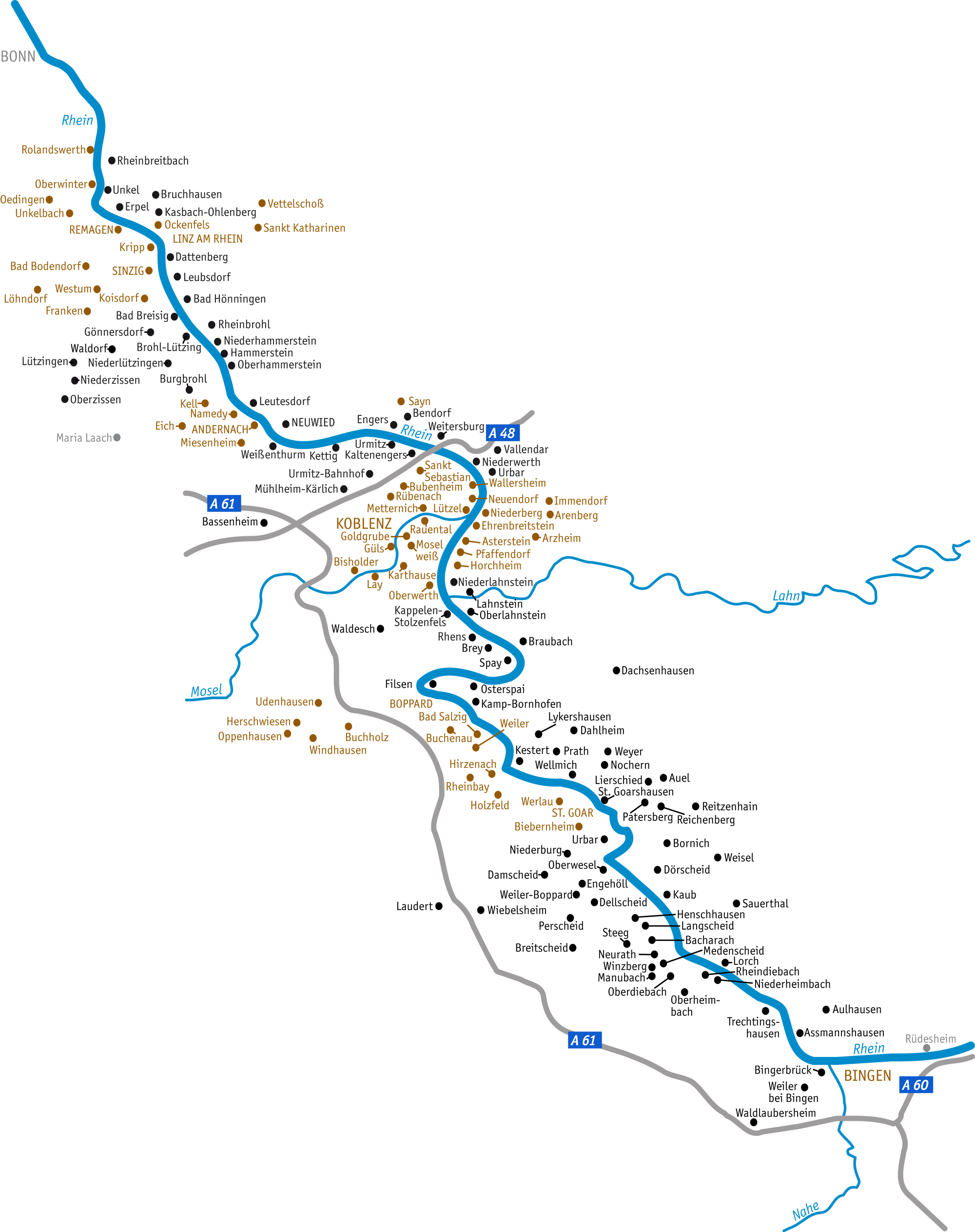 Informationen zur Geschichte des Mittelrheintals zwischen Bingen und